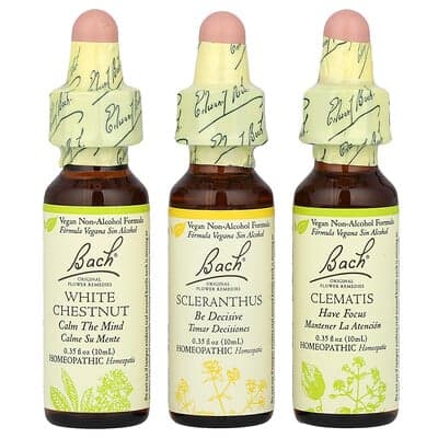 Bach, Alkuperäiset kukkalääkkeet, keskittymispakkaus, mielen selkeys, 3 pipettiä, 10 ml / kpl