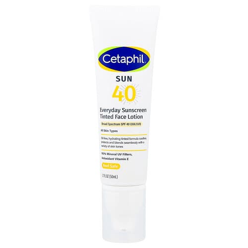 Cetaphil, Päivittäinen aurinkovoide, sävytetty kasvovoide, kaikille ihotyypeille, SPF 40, 50 ml