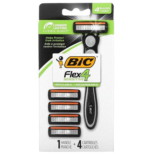 BIC, Flex 4 Sensitive, 1 kahva, 4 patruunaa