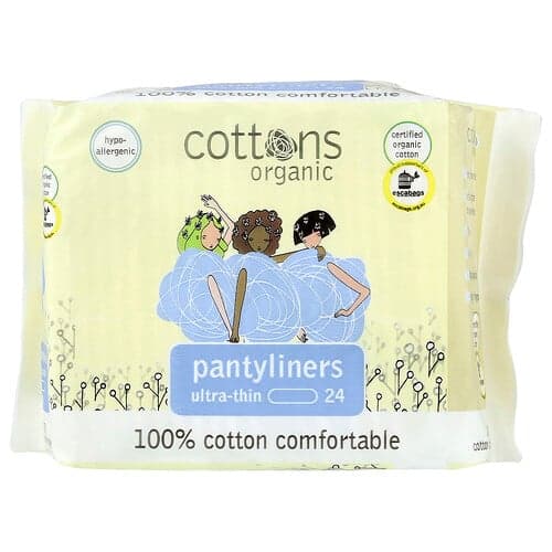 Cottons, 100 % puuvillaa, mukavat pikkuhousunsuojat, erittäin ohuet, 24 pikkuhousunsuojaa