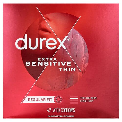 Durex, Extra Sensitive Thin, normaali istuvuus, 42 lateksikondomia
