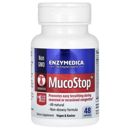 Enzymedica, MucoStop, 48 kapselia