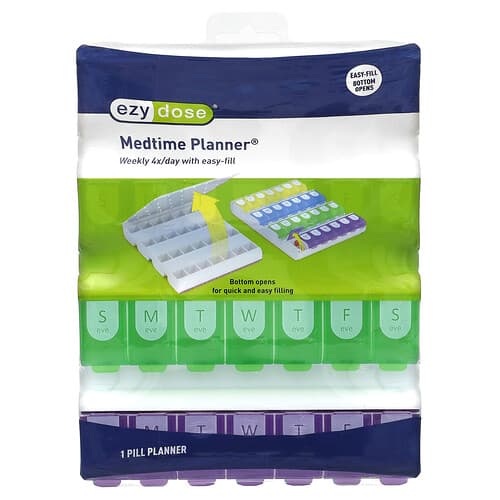 Ezy Dose, Viikoittainen 4/päivä Easy-Fill Medtime Planner -kello, 1 kpl
