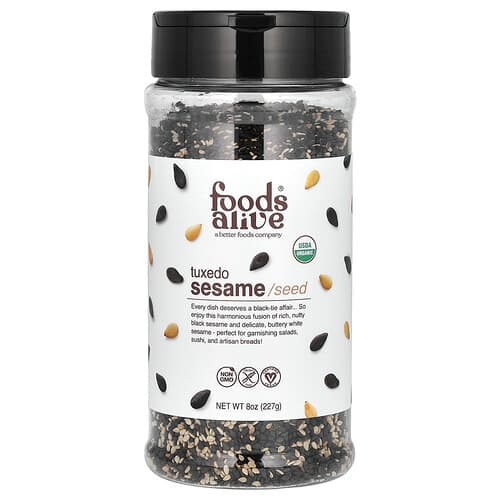 Foods Alive, Luomu seesaminsiemeniä sisältävä ravistuspurkki, 227 g