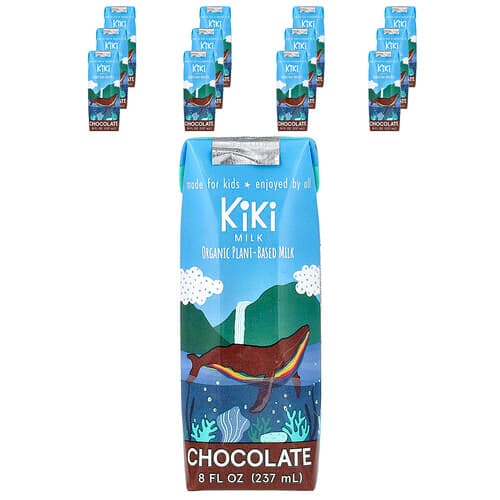 Kiki Milk, Luomu kasvipohjainen maito, suklaa, 12 pakkausta, 8 fl oz (237 ml) / pakkaus
