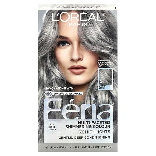L'Oréal, Feria, Monipuolinen Hohtava Väri, S1 Savunhopea, 1 Levityskerta