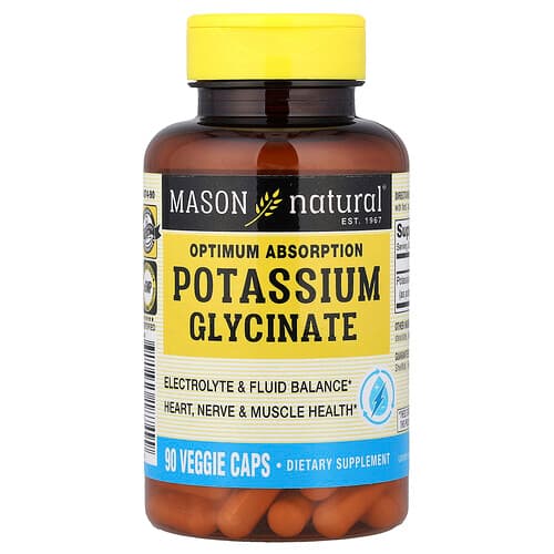Mason Natural, Optimaalinen imeytyminen kaliumglysinaatti, 90 kasviskapselia