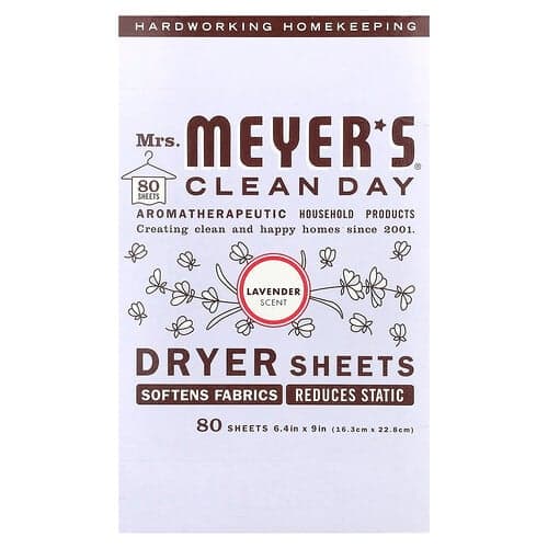 Mrs. Meyers Clean Day, Kuivausrummun lakanat, laventeli, 80 arkkia