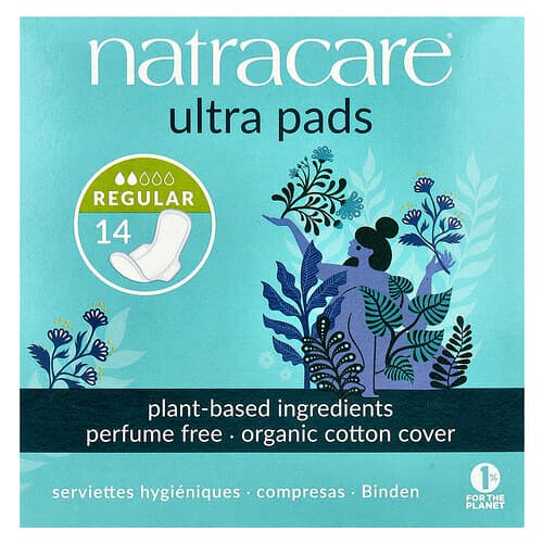 Natracare, Ultra-suojat, luomupuuvillapäällinen, normaali, 14 sidettä