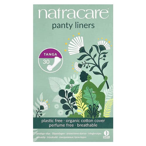 Natracare, Pikkuhousunsuojat, luomupuuvillapäällinen, Tanga, 30 pikkuhousunsuojaa