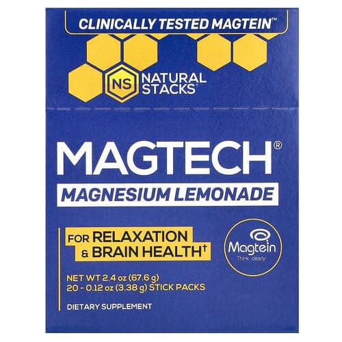 Natural Stacks, MagTech® Magnesium, Limonadi, 20 tikkupussia, 0,12 oz (3,38 g) / pakkaus