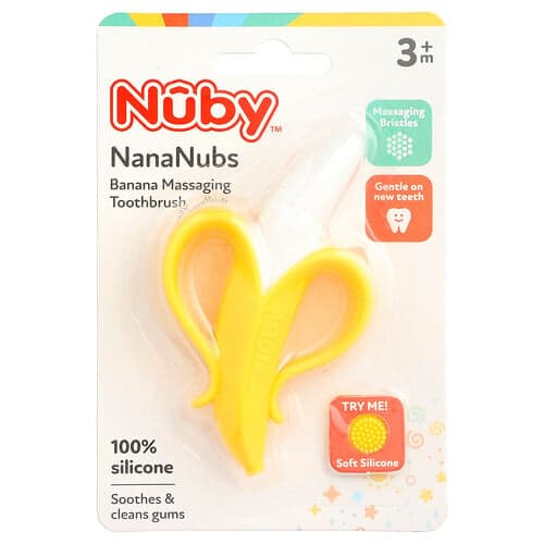 Nuby, NanaNubs, banaanihierontahammasharja, 3+ kuukautta, 1 harja