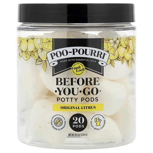 Poo-Pourri, Before-You-Go® WC-raikastuskapselit, alkuperäinen sitrus, 20 kapselia, 230 g