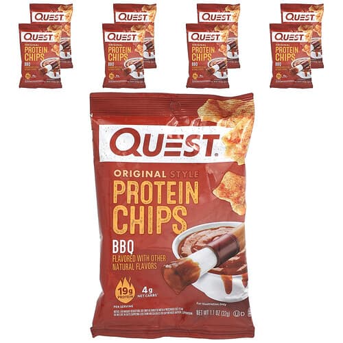 Quest Nutrition, Alkuperäiset proteiinisipsit, BBQ, 8 pussia, 32 g/pussi