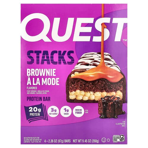 Quest Nutrition, Stacks, proteiinipatukka, brownie à la mode, 4 patukkaa, 67 g/kpl