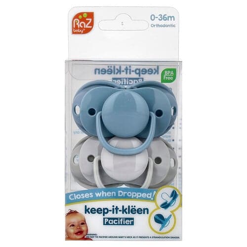 RaZbaby, Keep-It-Kleen tutti, 0-36 kk, sininen ja harmaa, 2 tuttia