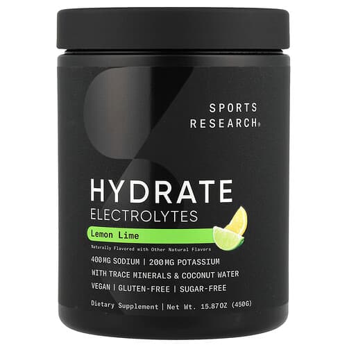 Sports Research, Hydrate Electrolytes, Sitruuna-lime, 450 g