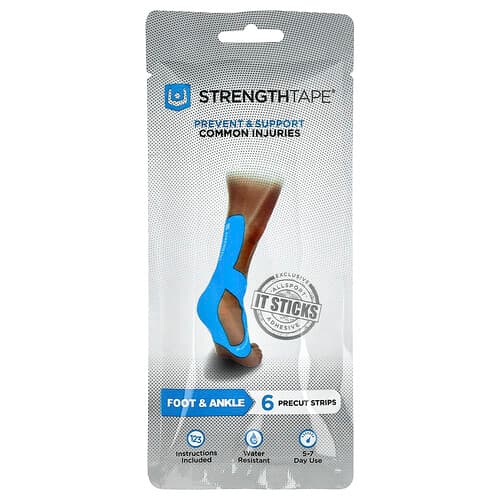 Strengthtape, Kinesioteippi, jalkaterä ja nilkka, 6 valmiiksi leikattua nauhaa
