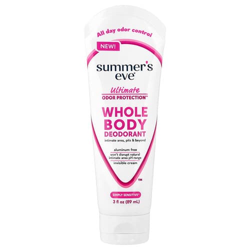 Summer's Eve, Ultimate Odor Protection™, koko vartalon deodorantti, Simply Herkkä®, 3 fl oz (89 ml)