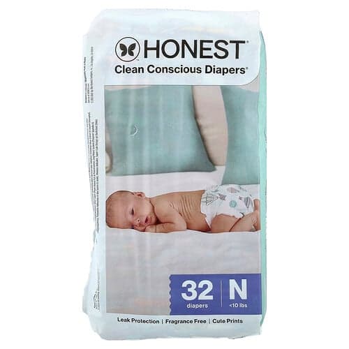 The Honest Company, Clean Conscious Diapers® Vastasyntynyt, <10 paunaa, Above It All, 32 vaippaa