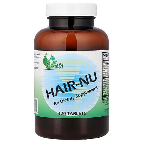 World Organic, HAIR-NU, 120 tablettia