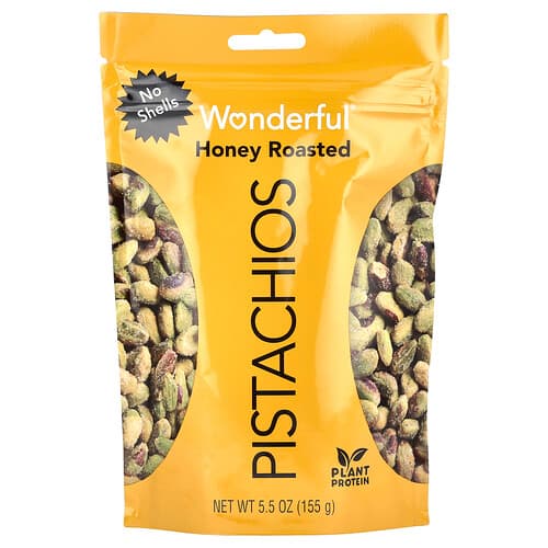 Wonderful Pistachios, Hunajapaahdettu, ilman kuoria, 155 g