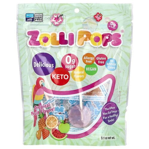 Zollipops, Original Clean Teeth Candy®, trooppisen hedelmän maku, 85 g