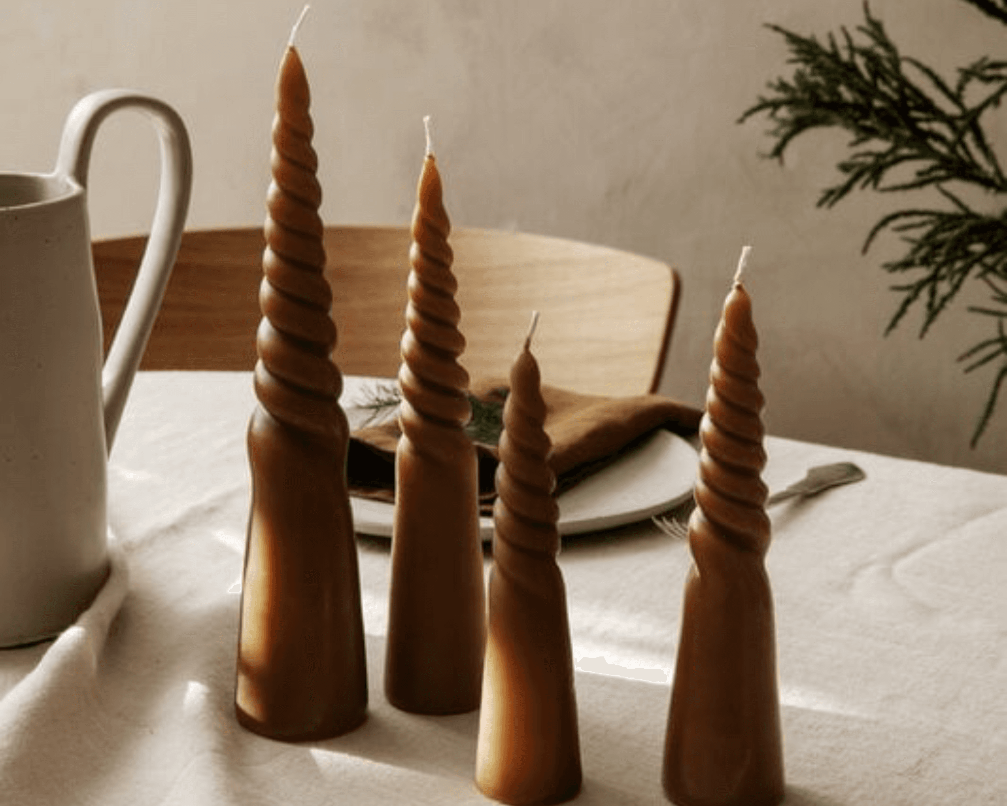 Ferm Living Twisted kynttilä Amber, 4 kpl setti view 2