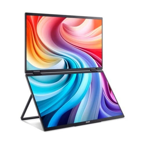 Acer PD3 Series, PD163QT, Kaksinäyttöinen Taitettava Kannettava Kosketusnäyttö, Musta
