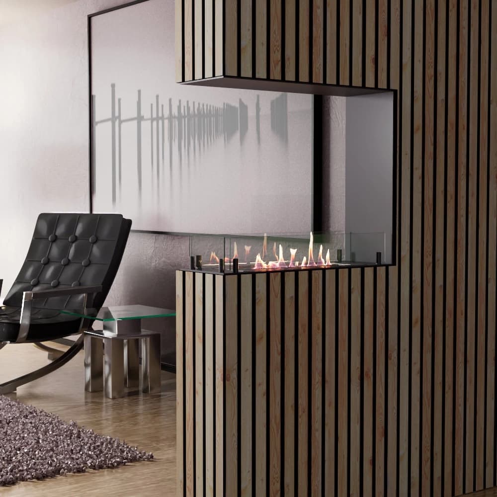 Foco Room Divider 600 Slim - Kapea huonejakajaksi upotettava biotakka - Viihtyisän tunnelman luomiseen - Jauhemaalattu ruostumaton teräs view 2