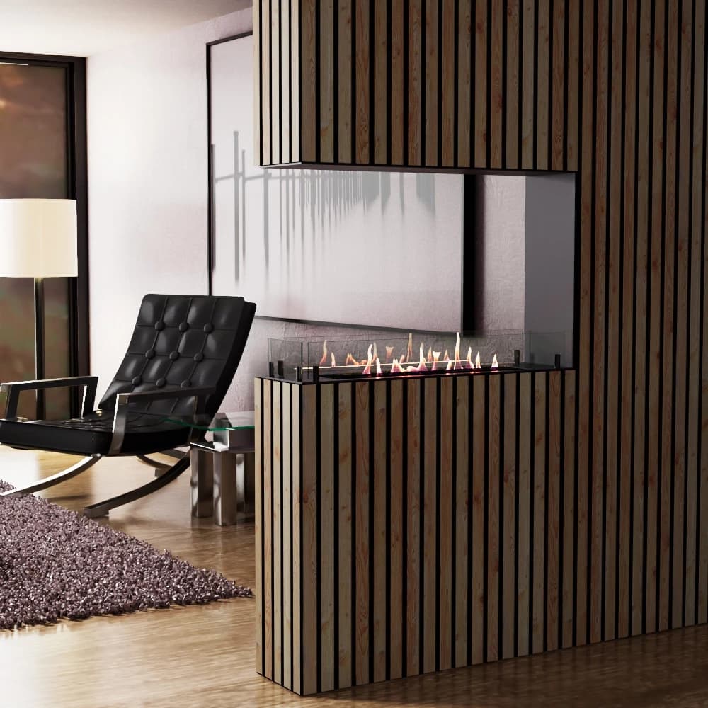 Foco Room Divider 800 Slim - Kapea, sisäänrakennettava biotakka tilanjakajana - 3-puoleinen liekkinäkymä - Helppo asennus view 2