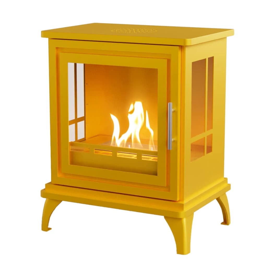 ScandiFlames Nashville keltaisena - Vapaasti seisova bioetanolitakka - 6 tunnin paloaika - 2 kW:n lämmitysteho view 2