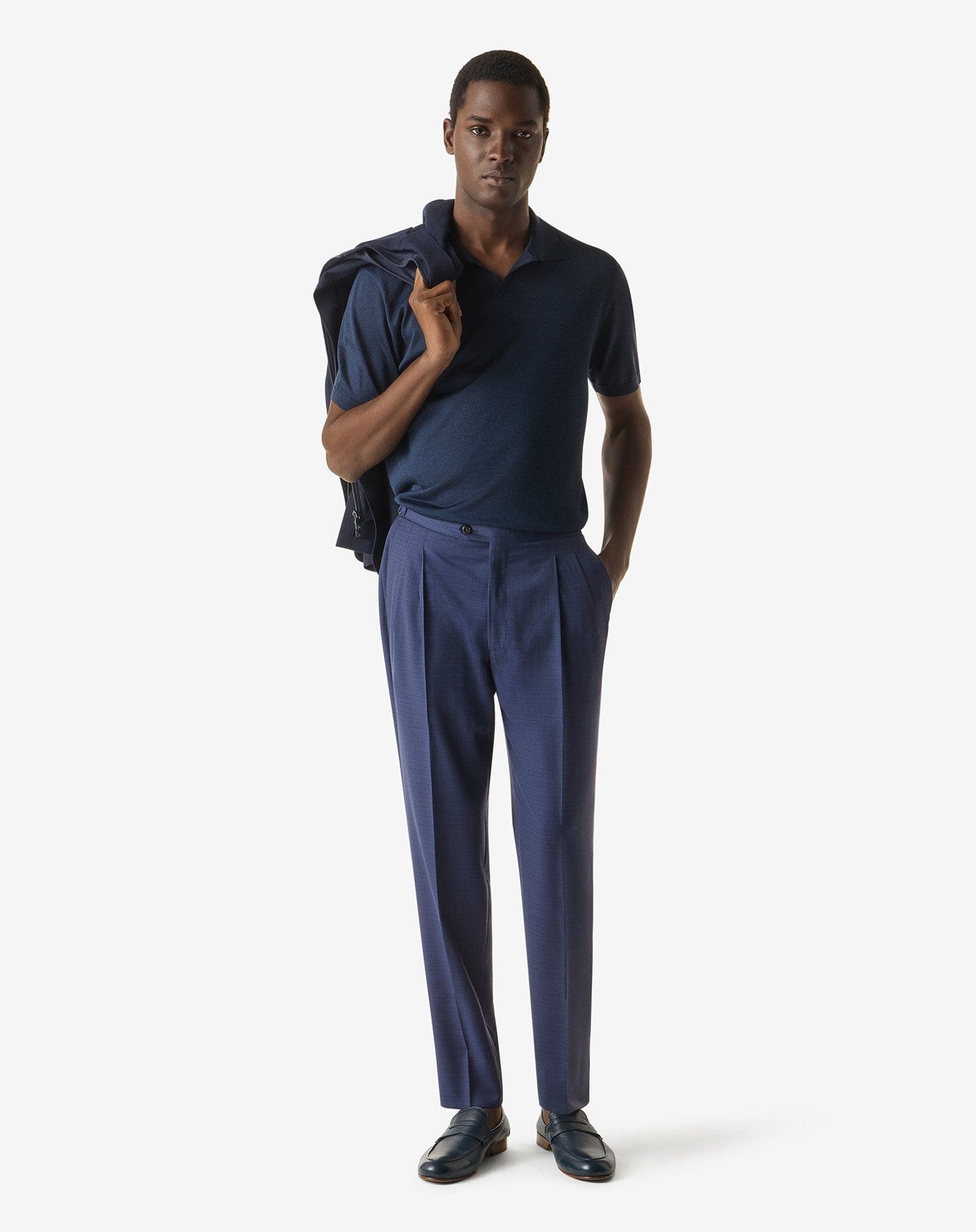 Blue 2-pleat pure 120´s wool trousers