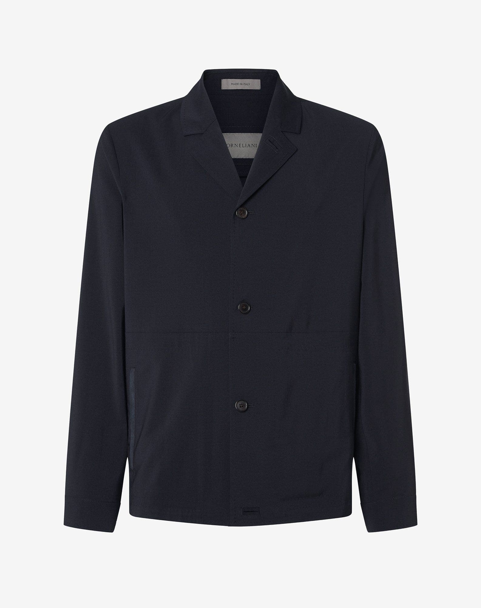 Navy blue stretch 120's wool overshirt