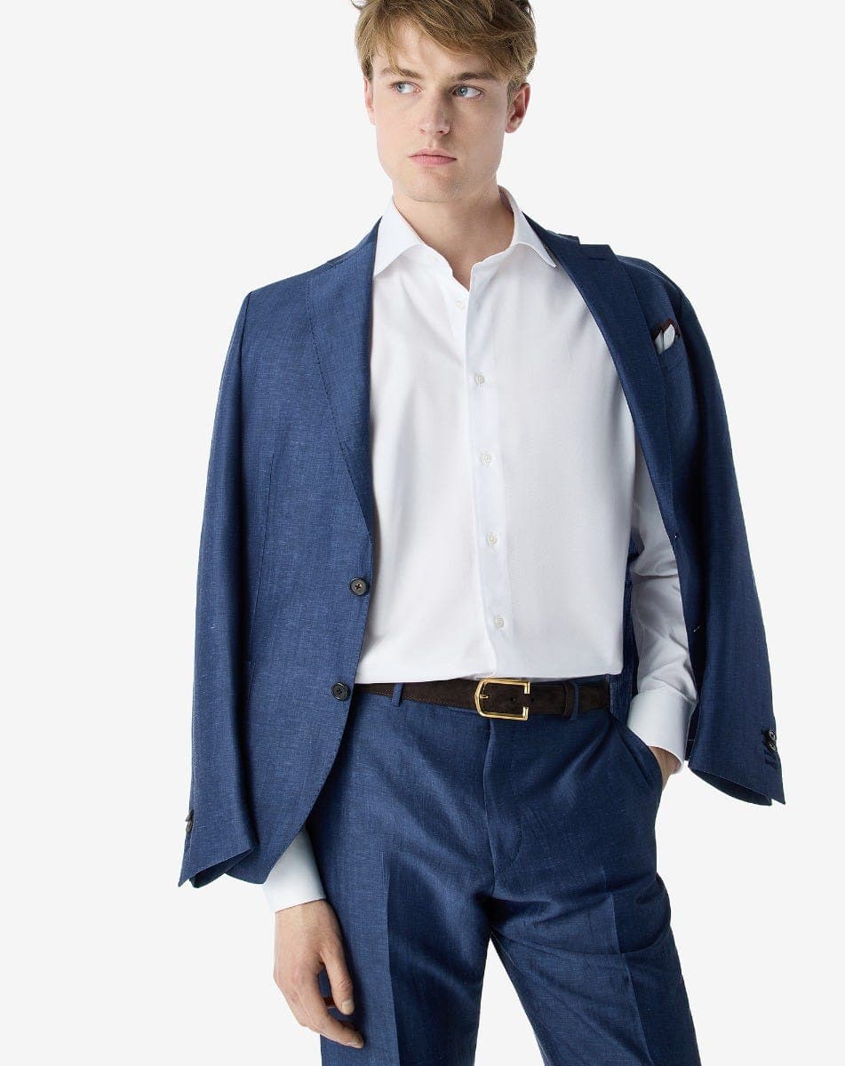 Blue wool and chambray linen suit
