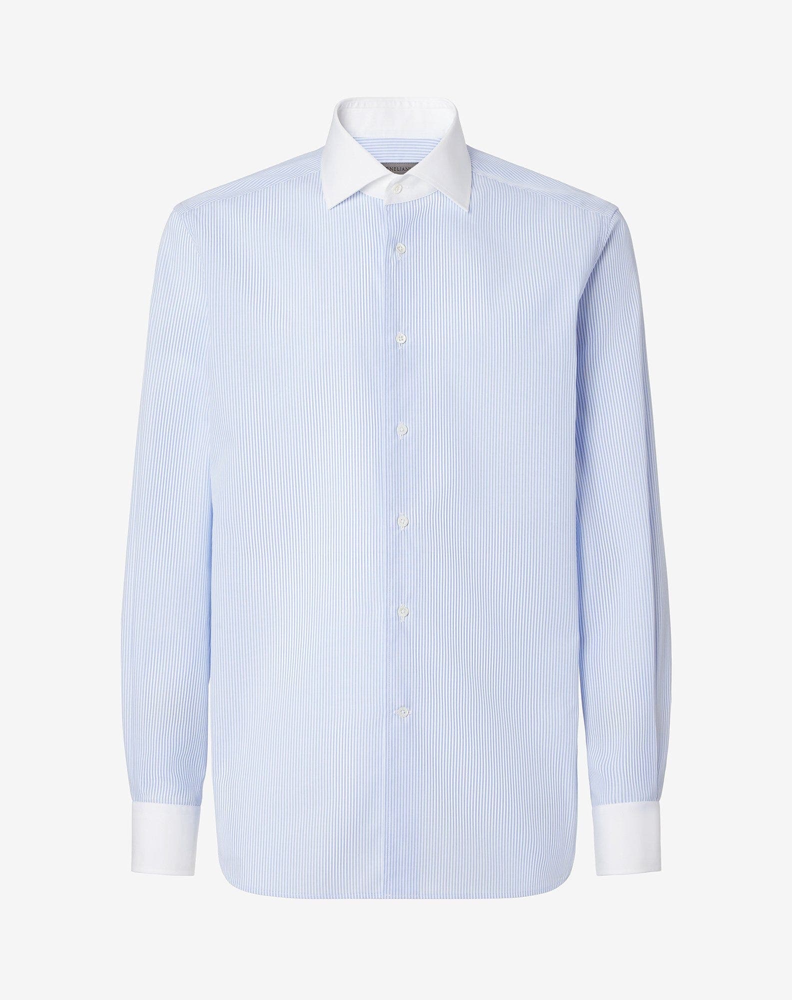 Blue striped cotton twill shirt