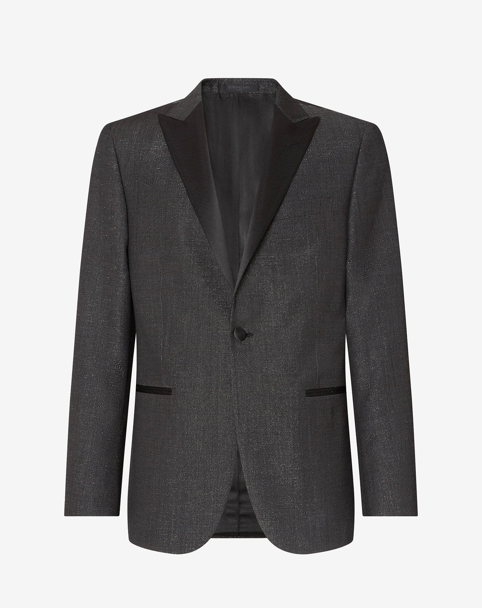 Grey lamé wool tuxedo jacket