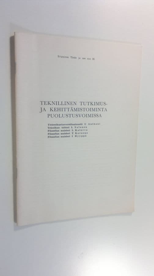 Teknillinen tutkimus- ja kehittämistoiminta puolustusvoimissa
