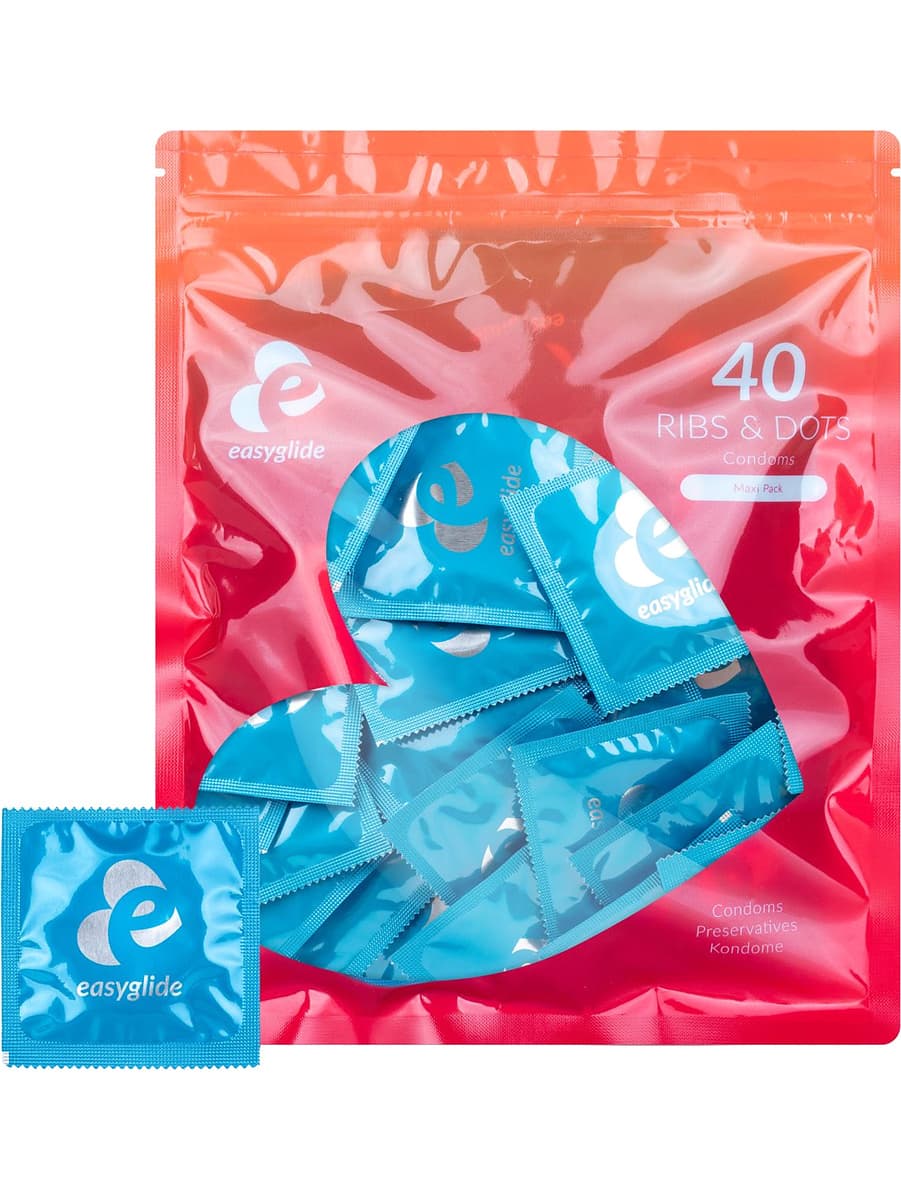 EasyGlide : Ribs and Dots Condoms, 40-pack