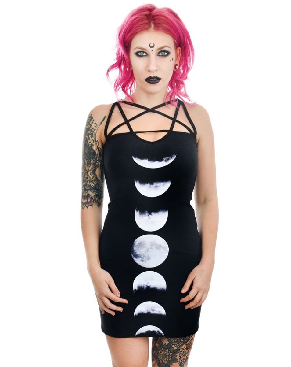 Mekko Naisten TOO FAST - PHASES OF THE MOON PENTAGRAM VALJAAT L