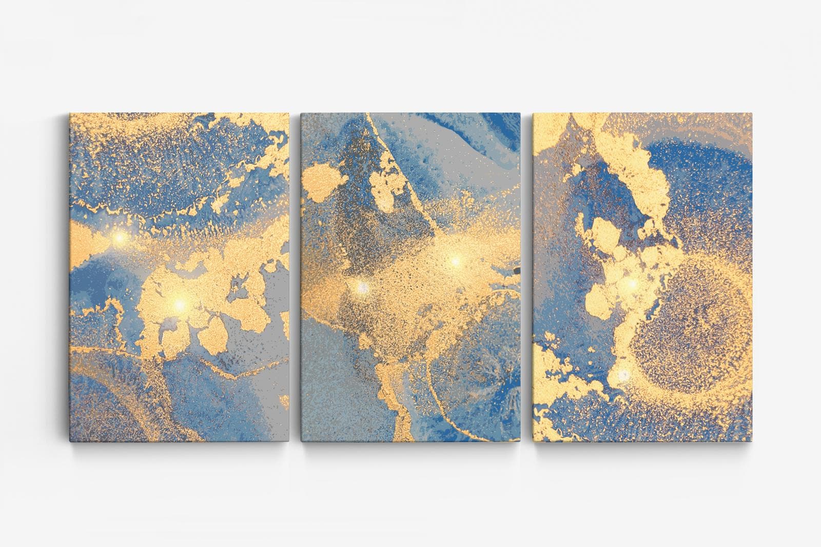 Abstrakti Sininen ja Kulta Canvas - Sarja 3