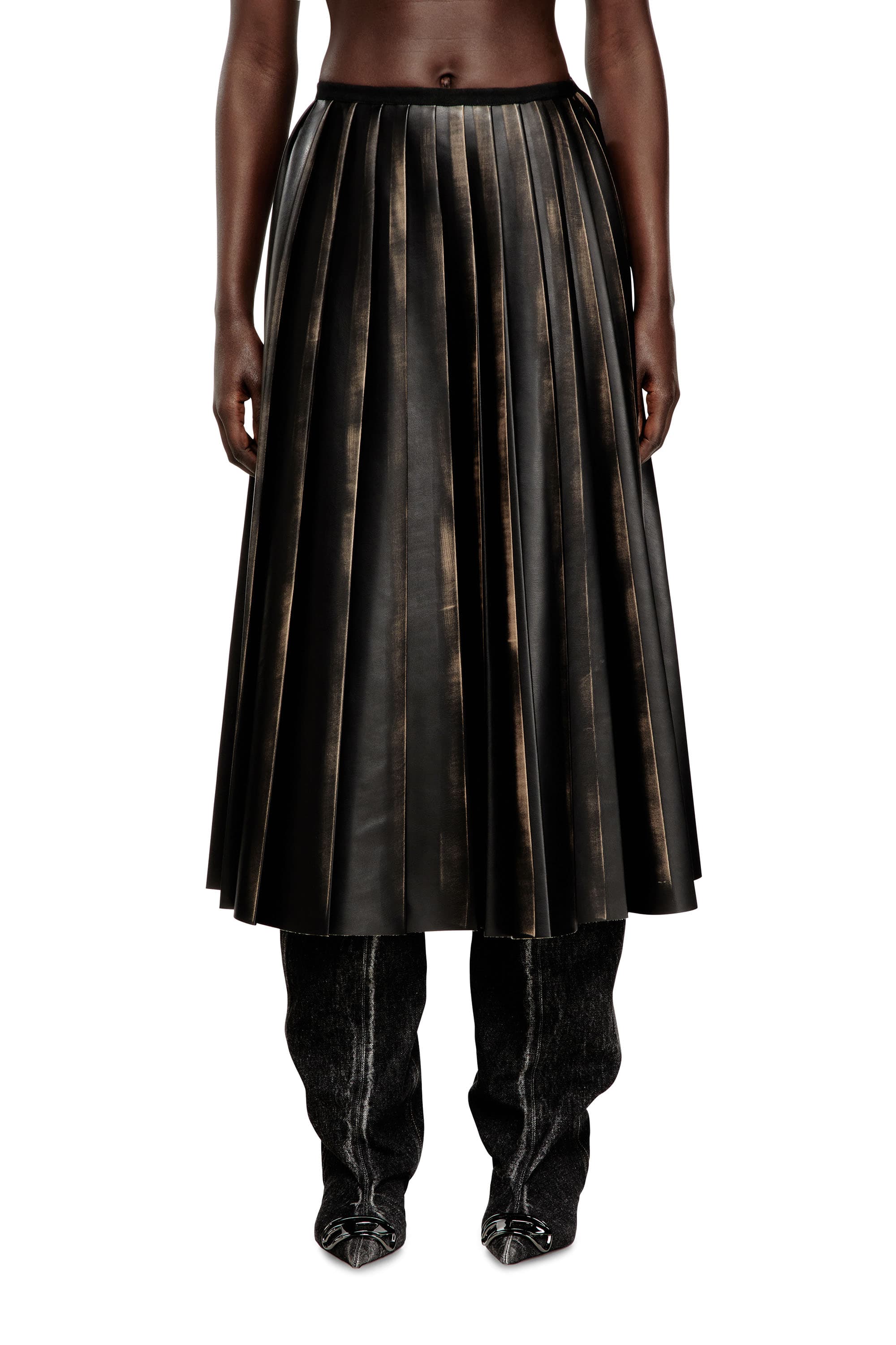 Diesel - Distressed pleated midi skirt - Skirts - Woman - Multicolor