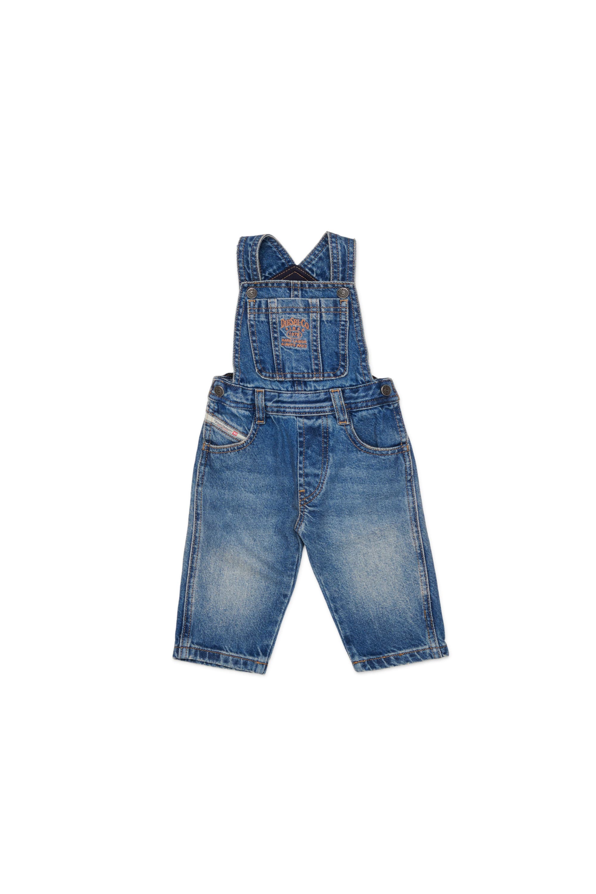 Diesel - Denim dungarees with logo embroidery - Jumpsuits - Man - Blue