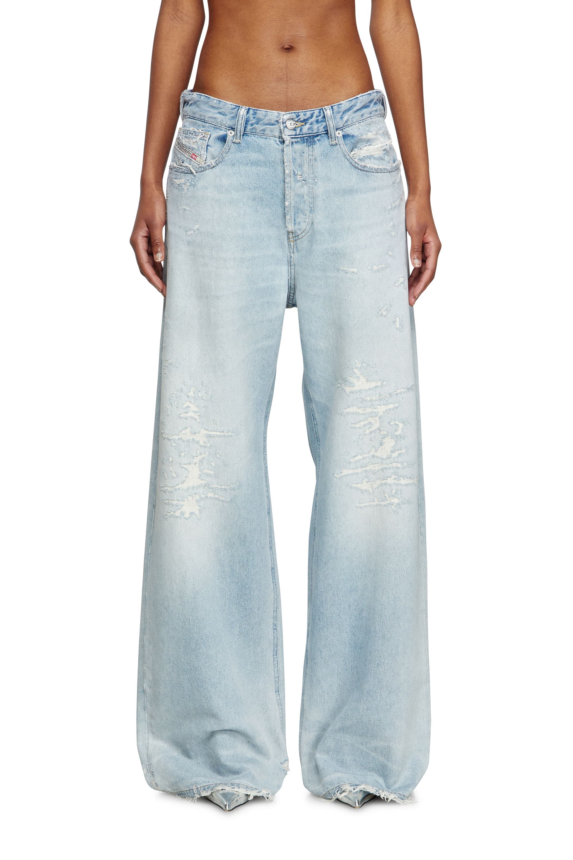 Diesel Relaxed Jeans Low Waist 1996 D-Sire, Light blue, Button fly