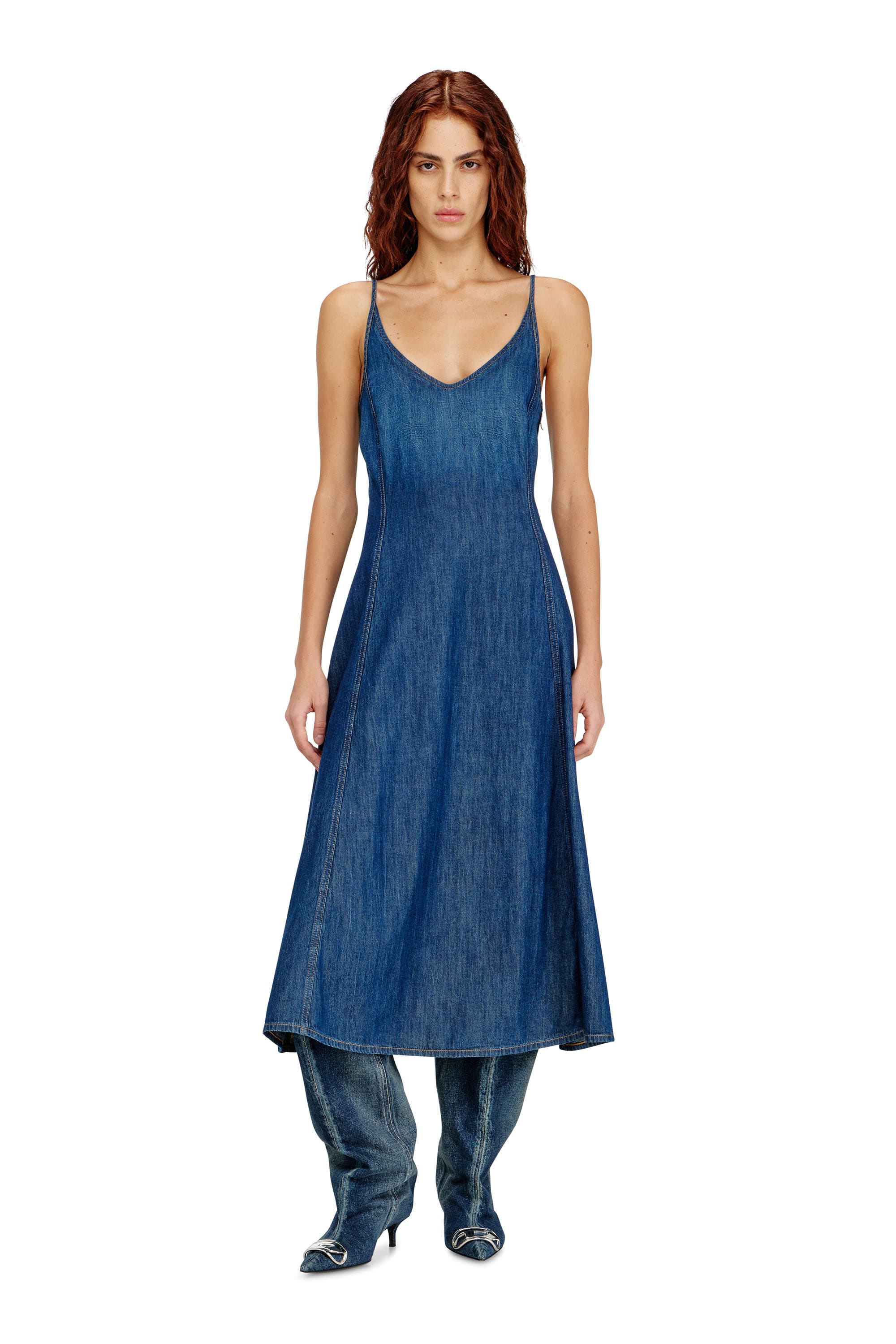 Diesel - Midi dress in clean-wash denim - Dresses - Woman - Blue