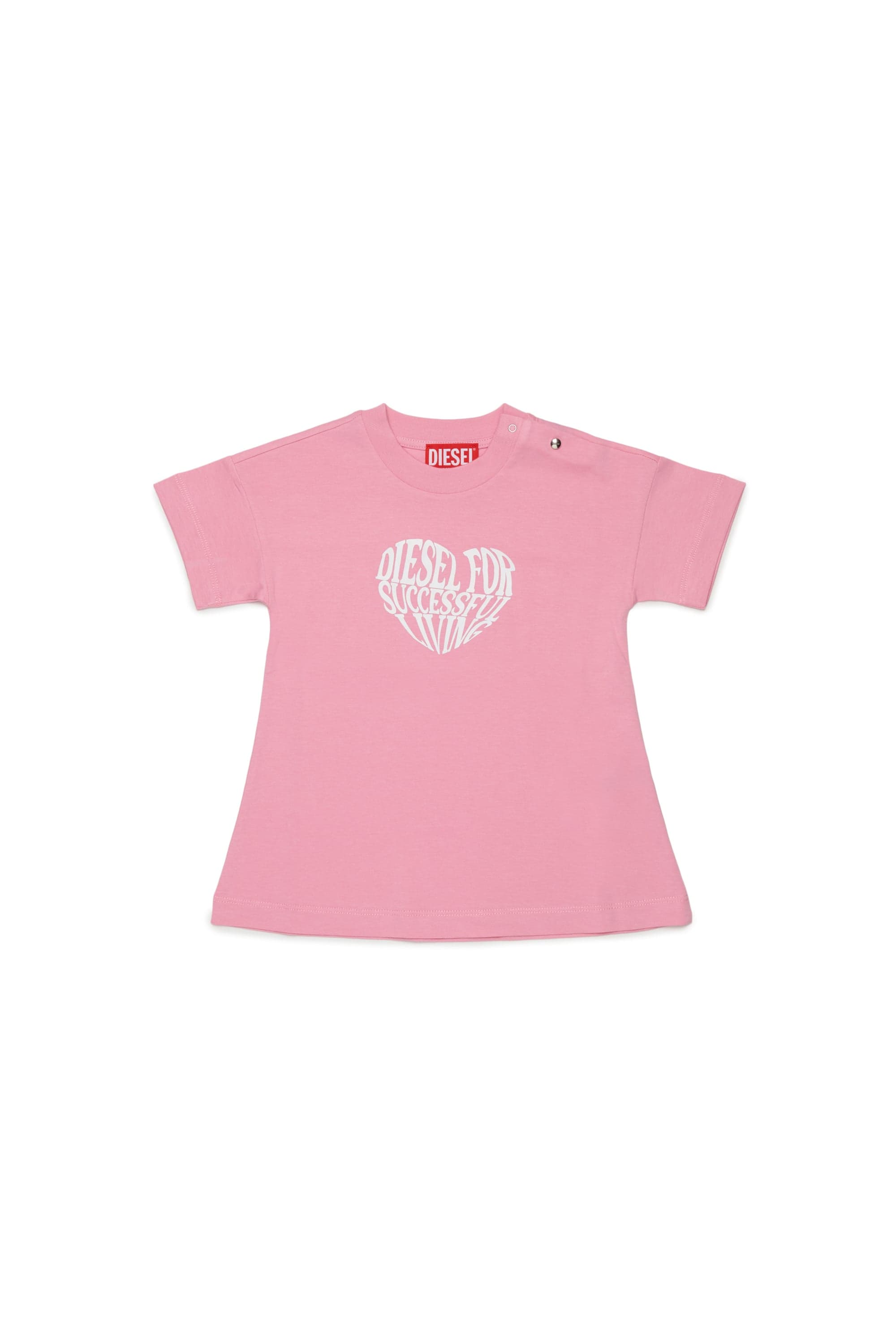 Diesel - Cotton dress with heart print - Dresses - Woman - Pink