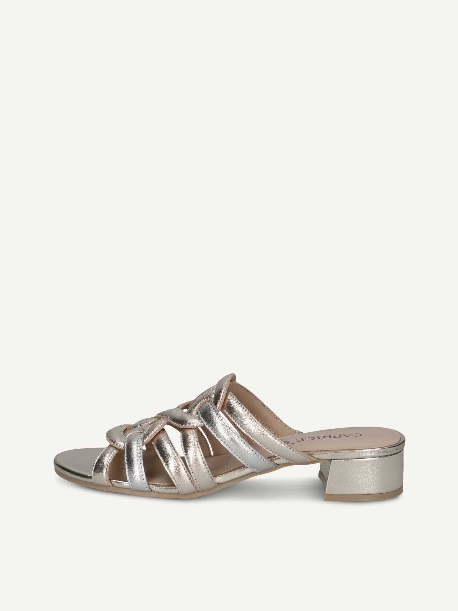 CAPRICE Mule, metallic, made of Leather with Block heel, Size 38.5