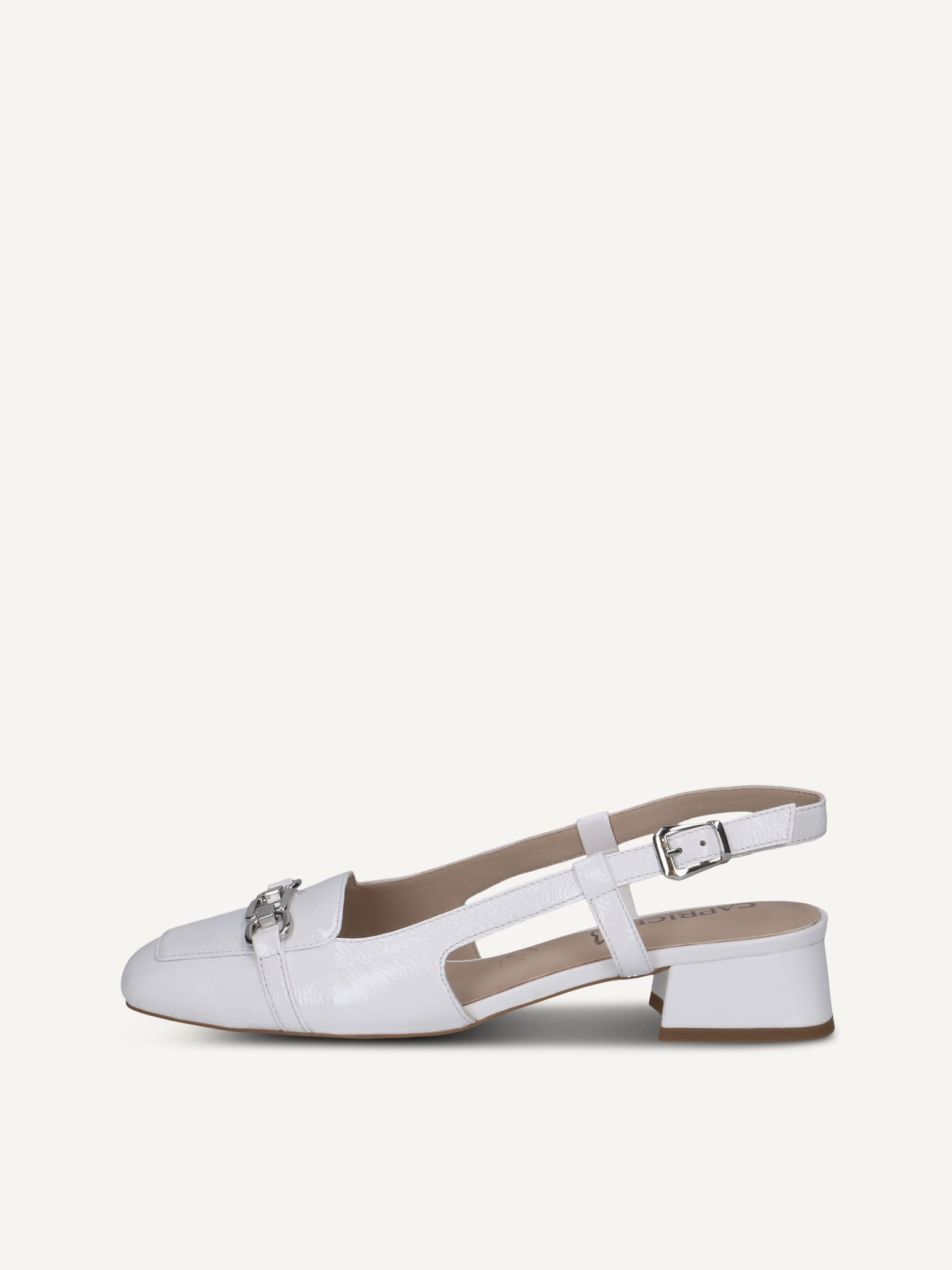CAPRICE sling pumps, white, made of Leather with Trapeze heel, Size 40.5