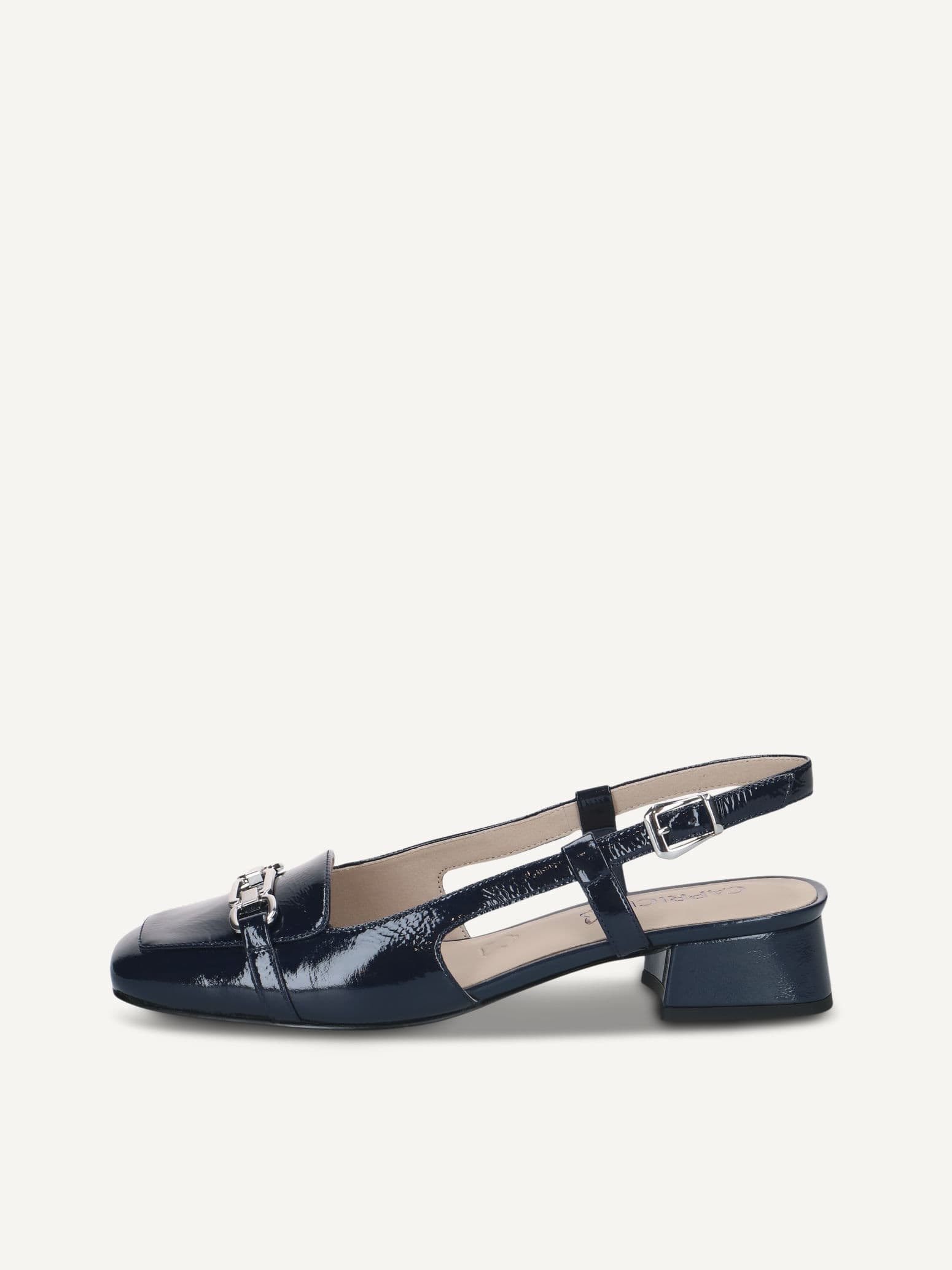 CAPRICE sling pumps, blue, made of Leather with Trapeze heel, Size 36