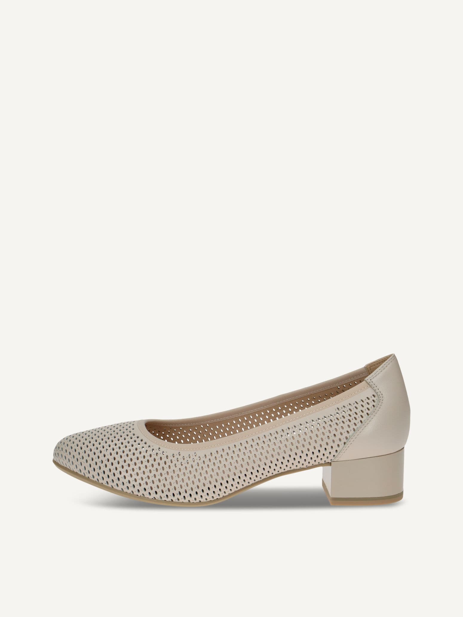 CAPRICE Pumps, beige, made of Leather with Block heel, Size 40.5
